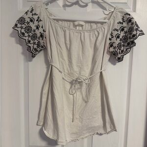 White Embroidered Women's Maternity Top